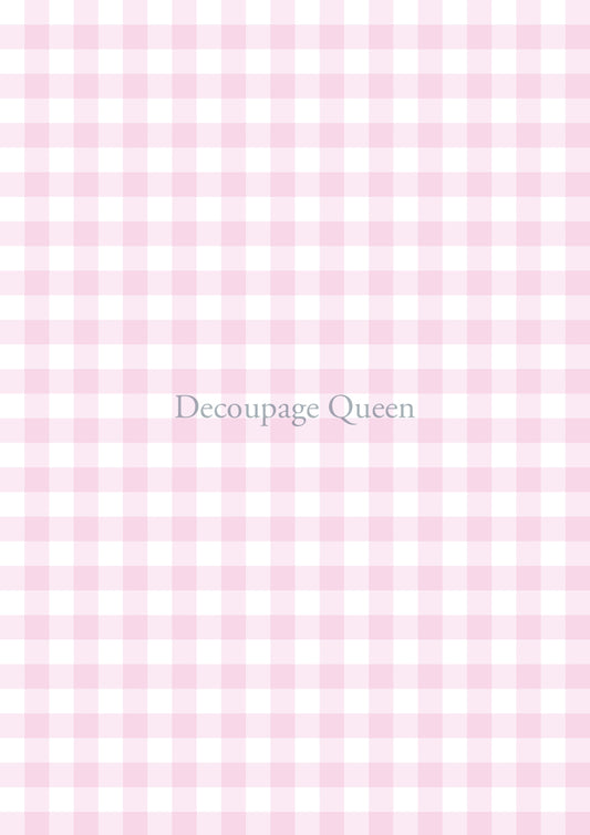 Pink Gingham Rice Paper A3 Decoupage Queen