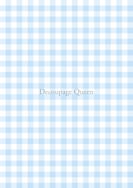 Blue Gingham Rice Paper A3 Decoupage Queen