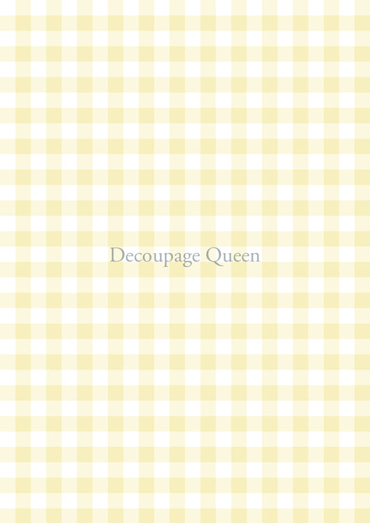 Yellow Gingham A4 Rice Paper Decoupage Queen