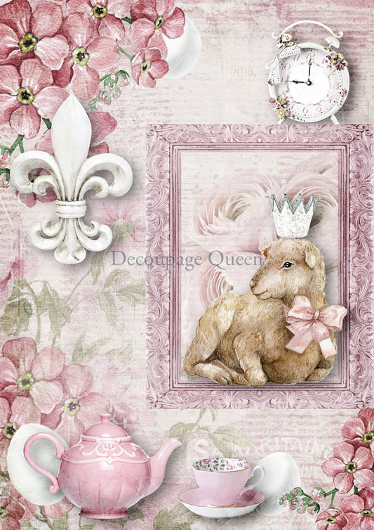 Easter Lamb A4 Rice Paper Decoupage Queen