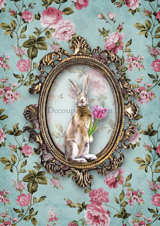 Mr. Cottontail A4 Rice Paper Decoupage Queen