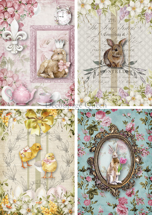 Easter Creatures 4 Pack A4 Rice Paper Decoupage Queen