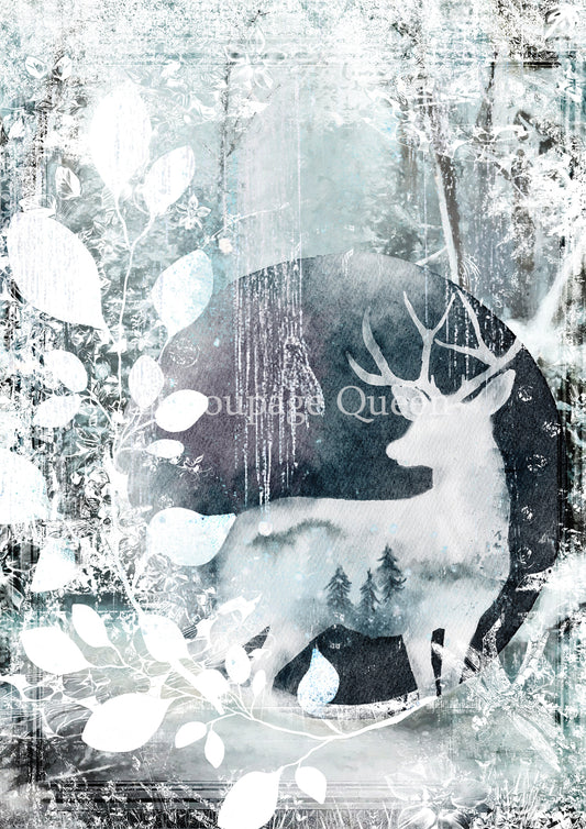Winter Stag A4 Rice Paper Decoupage Queen