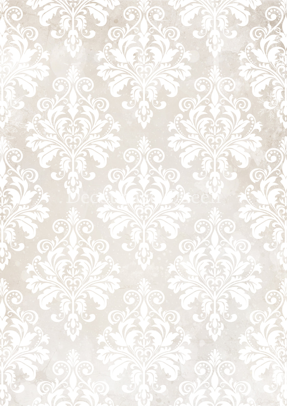 Cream Damask A4 Rice Paper Decoupage Queen