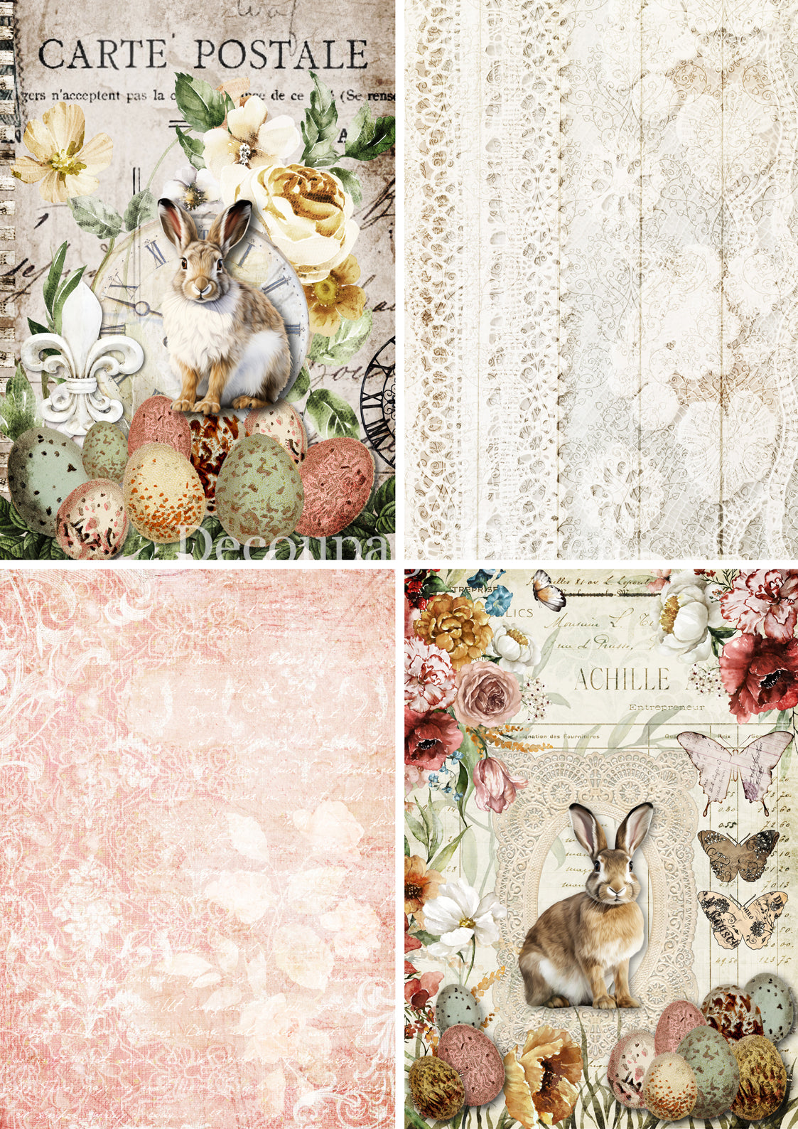 Vintage Easter Four Pack A3 Decoupage Queen