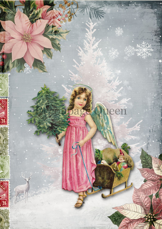 Pink Angel A4 Rice Paper Decoupage Queen