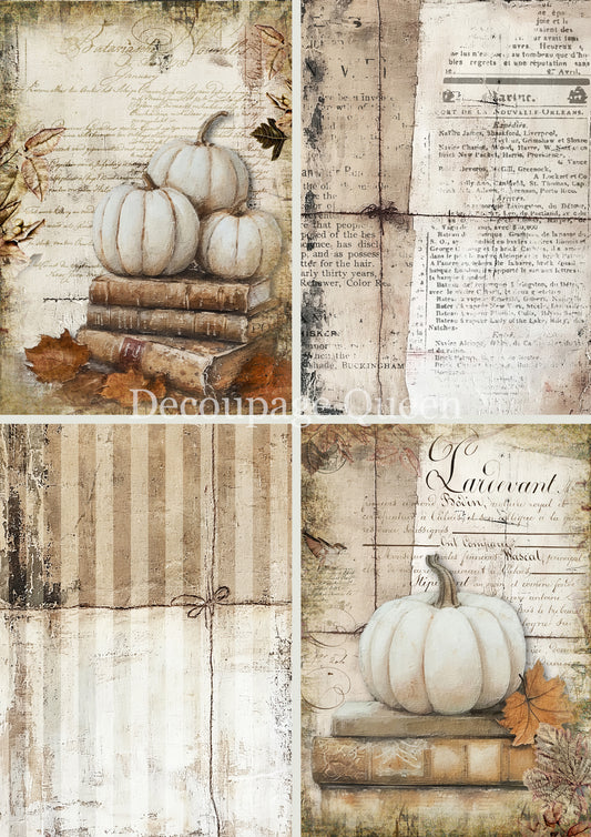 Cottage Pumpkins 4 Pack Rice Paper A3