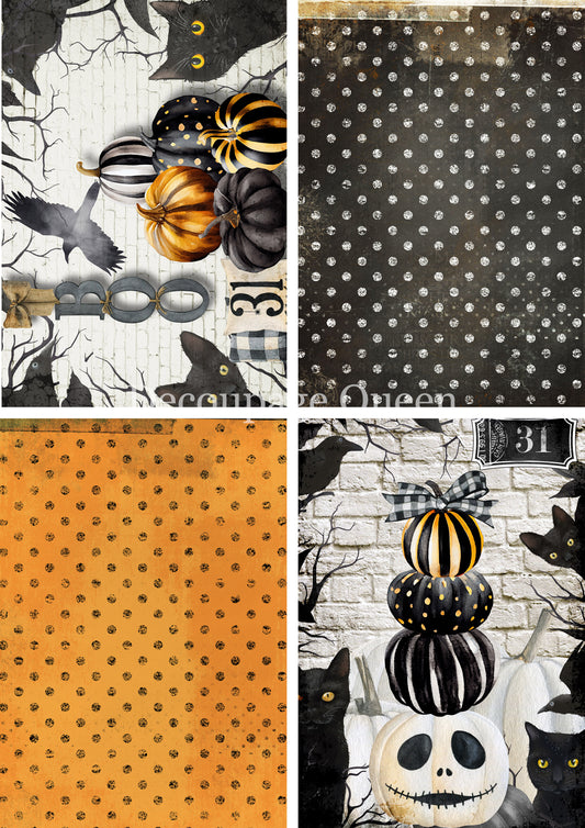 Orange & Black 4 Pack Rice Paper A3