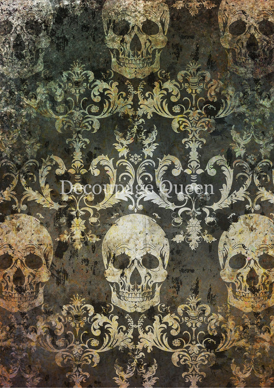 Grunge Skulls Rice Paper A3