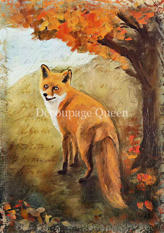 Teresa Rene Art Painted Fox Rice Paper A3