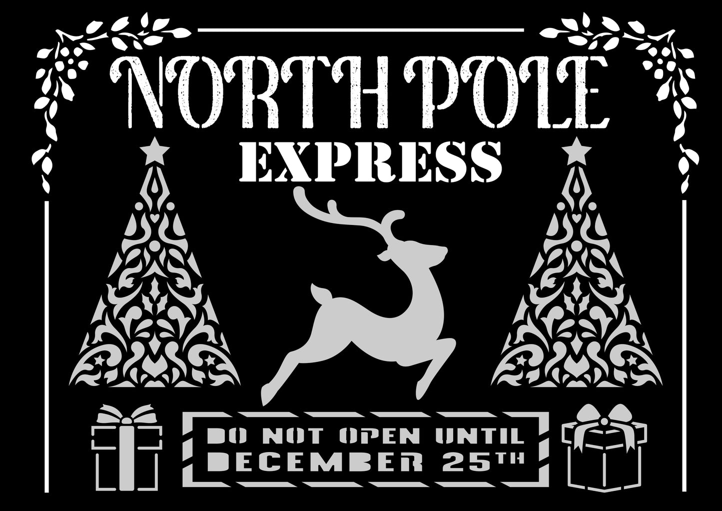 North Pole Express Decoupage Queen Stencil