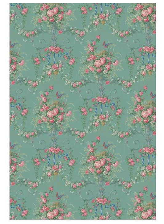 Green Shabby Rosses Rice Paper A3