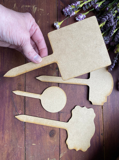 Decorative Garden Marker Set – 4-Piece Creative Stake Blanks (1/8” or 1/4” MDF) -DIY