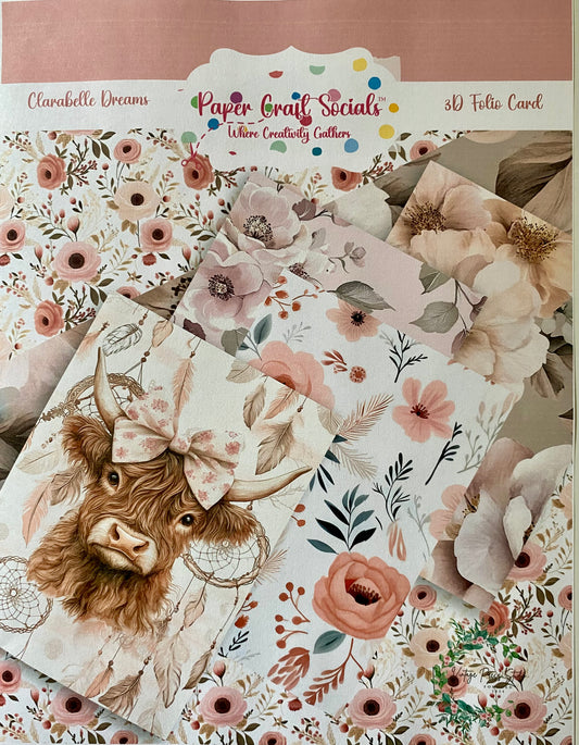 Clarabelle Dreams 3D Folio Card - Paper Craft Socials - Online Workshop & Kit