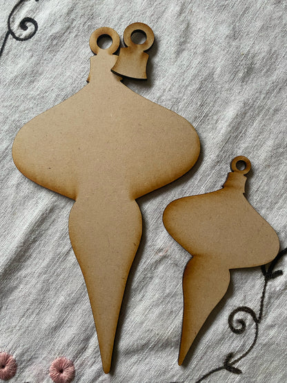 Ornament Bundle No. 3 – Vintage Ornament Quartet (4- Piece Laser Cut MDF Set) ~ DIY Surface