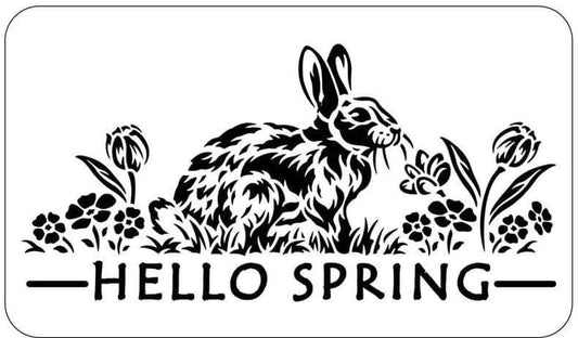Hello Spring  Rabbit Stencil by JRV