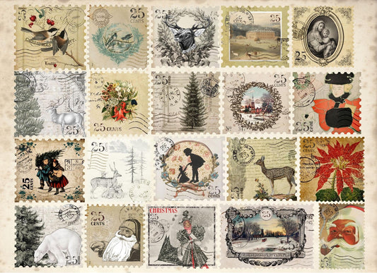 Christmas Postage Decoupage Paper - Roycycled