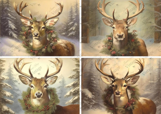 Holiday Deer A4 JRV Rice Paper