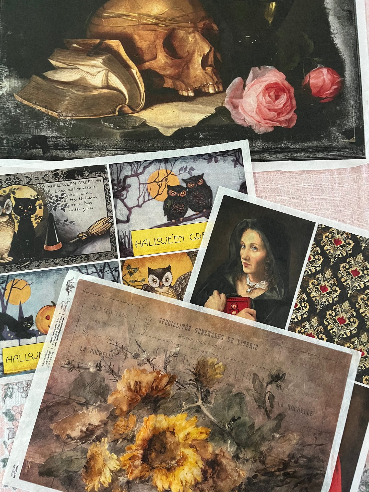 Vintage Autumn + Halloween Decoupage Paper Stash
