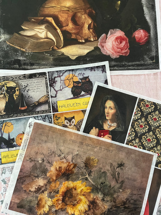 Vintage Autumn + Halloween Decoupage Paper Stash