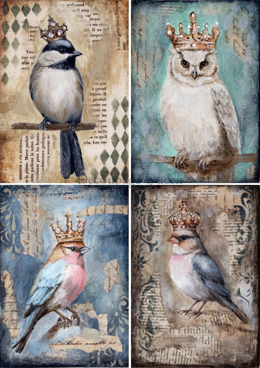 Teresa Rene Art -The Four Birds Rice Paper A3 Decoupage Queen