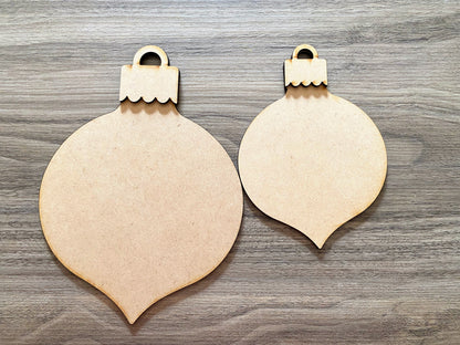 Layered Classic Ornament Pair – Vintage Bauble Shapes with Scalloped Hanger Tops (MDF)