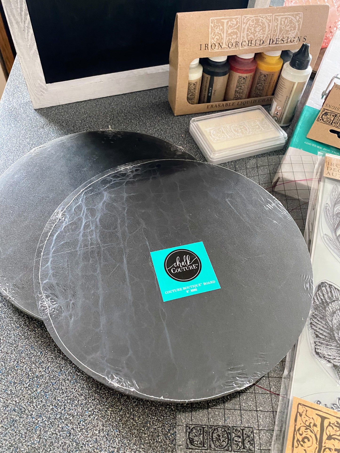 10″ Round Chalkboard Surface — Double-Sided Boutique Board (Retired Chalk Couture Surface)