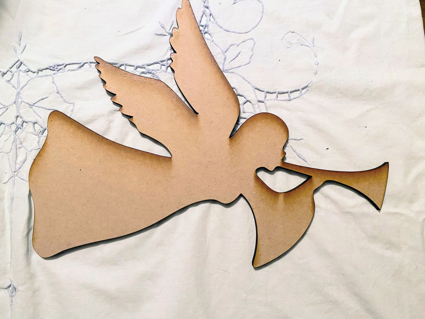 Angel With Trumpet – 14” x 11” – MDF Craft Surface