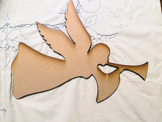 Angel With Trumpet – 14” x 11” – MDF Craft Surface