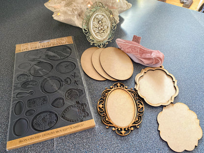 Cameo Keepsake Atelier Bundle Mini Oval Surfaces + IOD Cameo Décor Mould