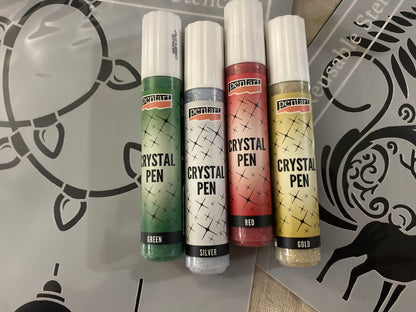 🎄 Limited Edition Bundle - 2  Christmas Stencils & Crystal Pen Bundle Vintage Retail Therapy By Mara + Pentart