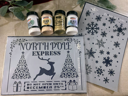 🎄 Limited Edition Bundle - 2  Christmas Stencils & Crystal Paste Bundle Decoupage Queen + Pentart