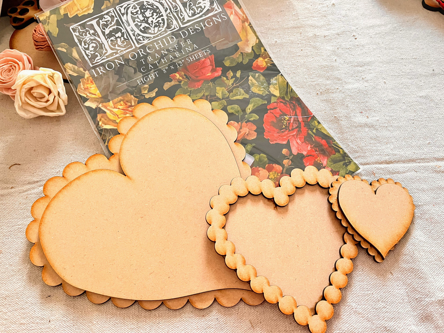 Romantic Layers Heart Bundle | Scalloped Hearts + IOD Catherina Transfer