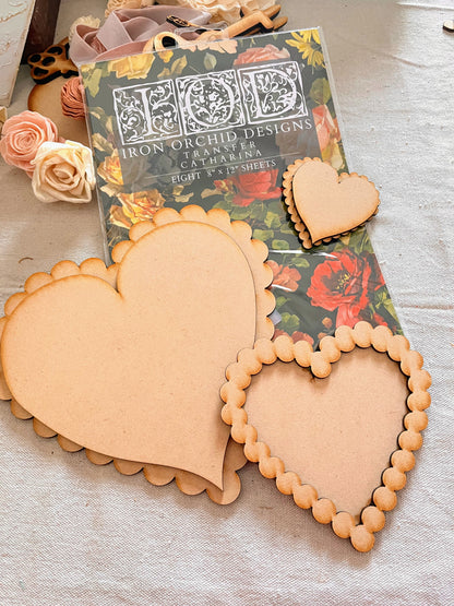 Romantic Layers Heart Bundle | Scalloped Hearts + IOD Catherina Transfer