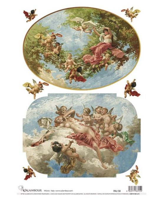 Cherub Fresco Ovals Rice Paper A3