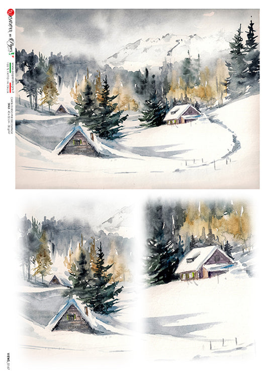 Snowy Landscapes Scene - Paper Designs Rice Paper