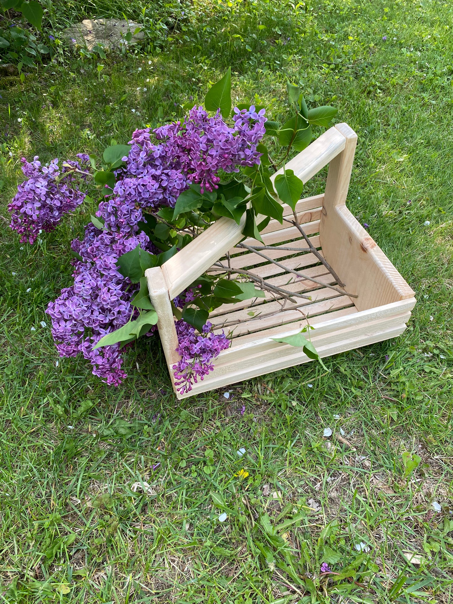 Garden Basket Handmade custom wooden basket with handle