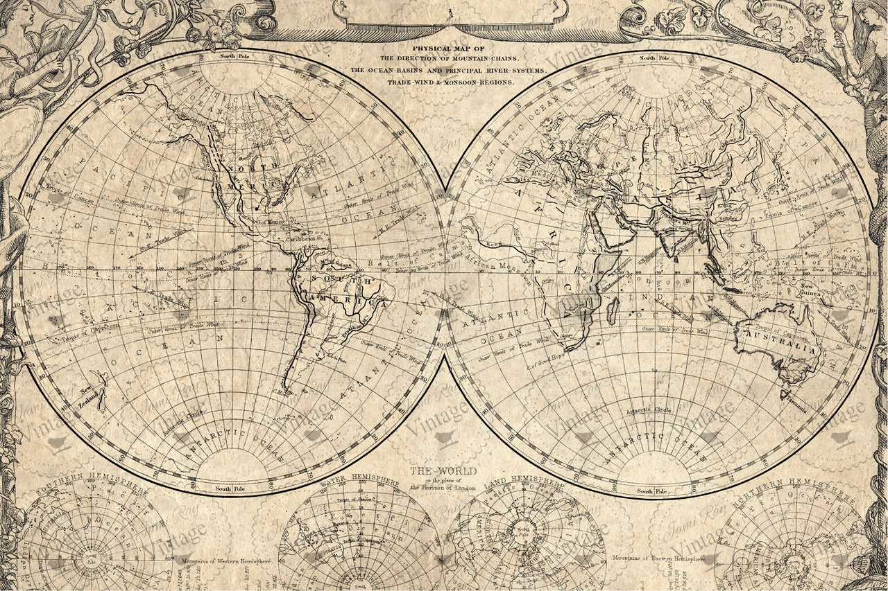 World Map Decoupage Paper