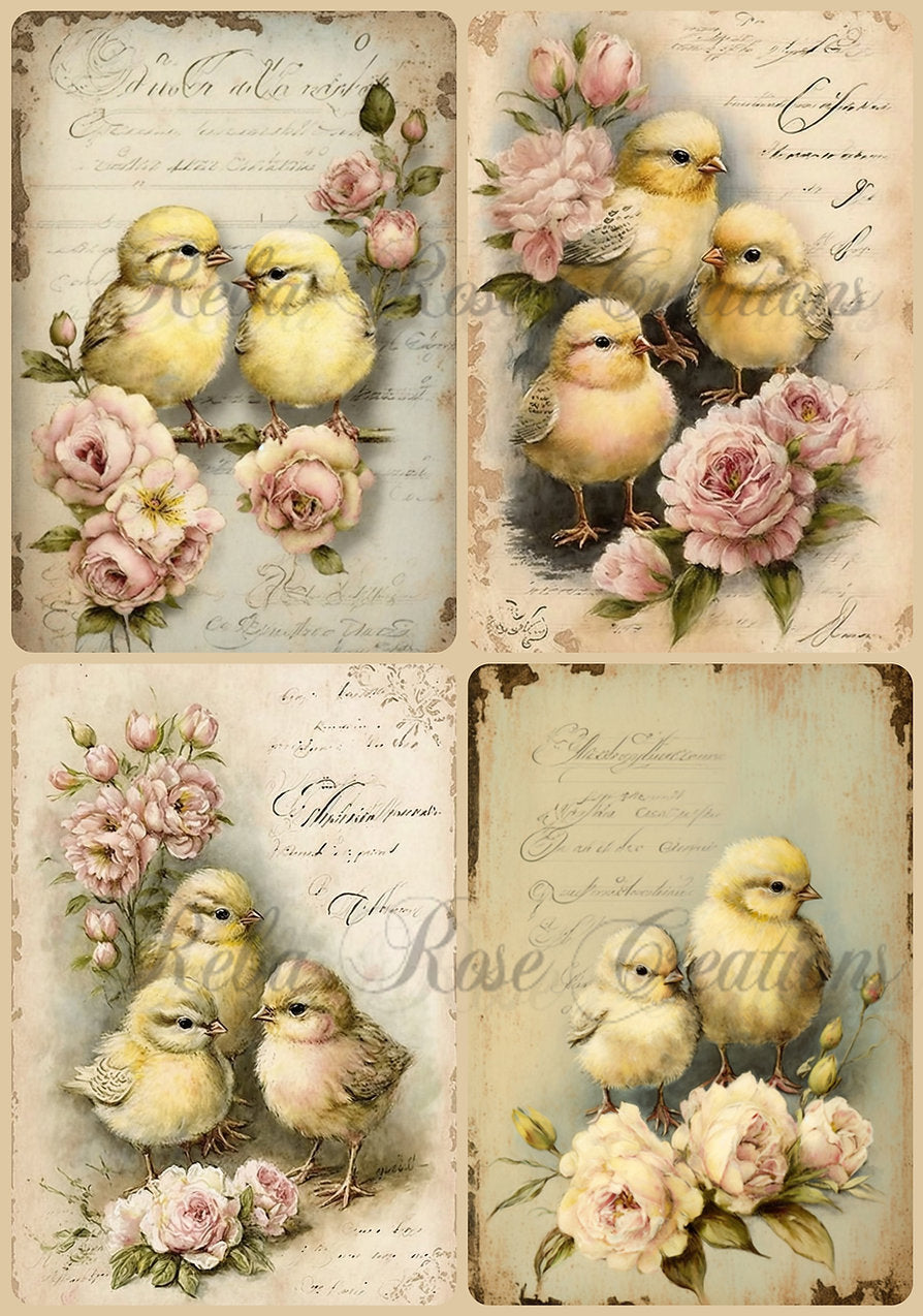 Shabby Chicks Rice Paper, A4 - Reba Rose Creations