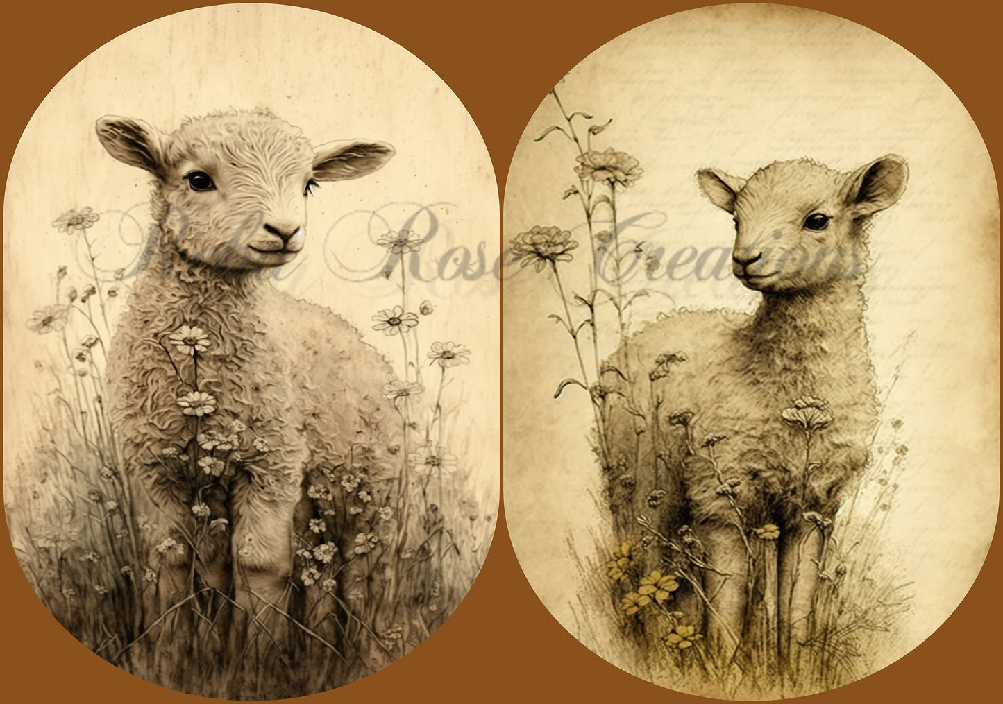 Grundgy Lambs Rice Paper, A4 - Reba Rose Creations