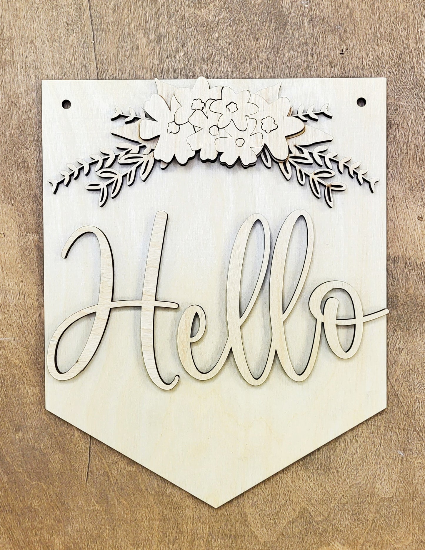 Hello Flower tag wood cut outs - unfinished