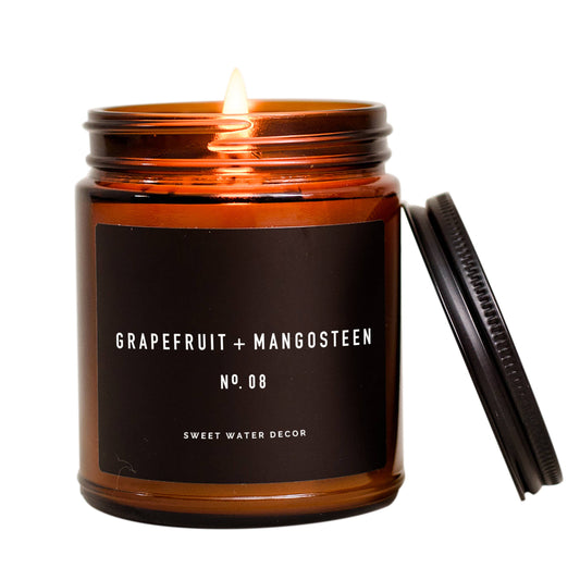 Grapefruit and Mangosteen Soy Candle | Amber Jar Candle