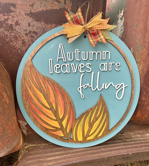 22'' Unfinished Door hanger Autumn leaves are falling
