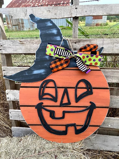 22''  Pumpkin with Hat Unfinished Door hanger