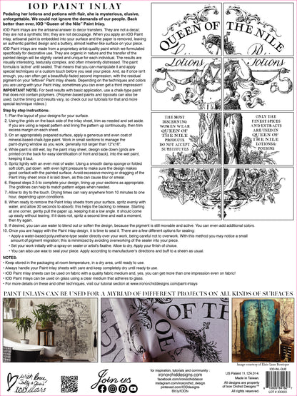** PRE-ORDER** Queen of the Nile Paint InLay by IOD - ***Pre- Order***