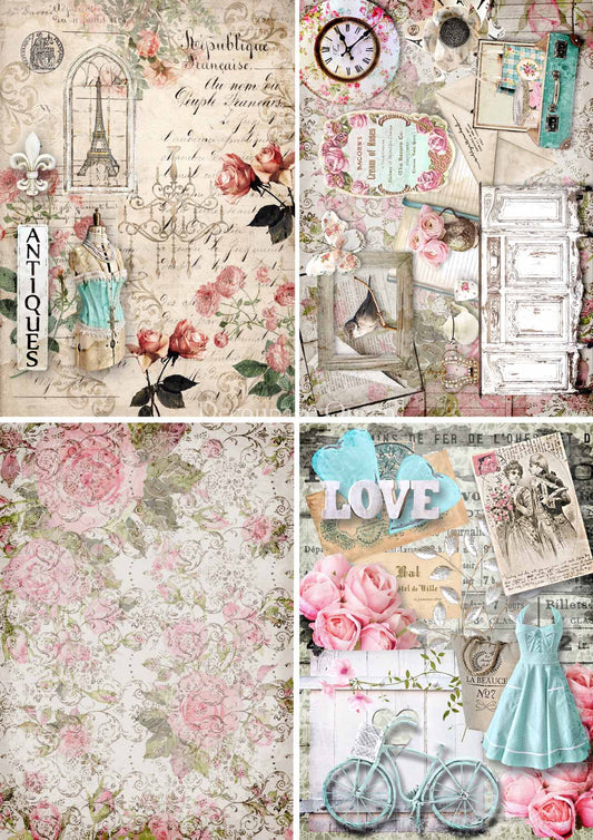 Shabby 4 Pack Rice Paper A3