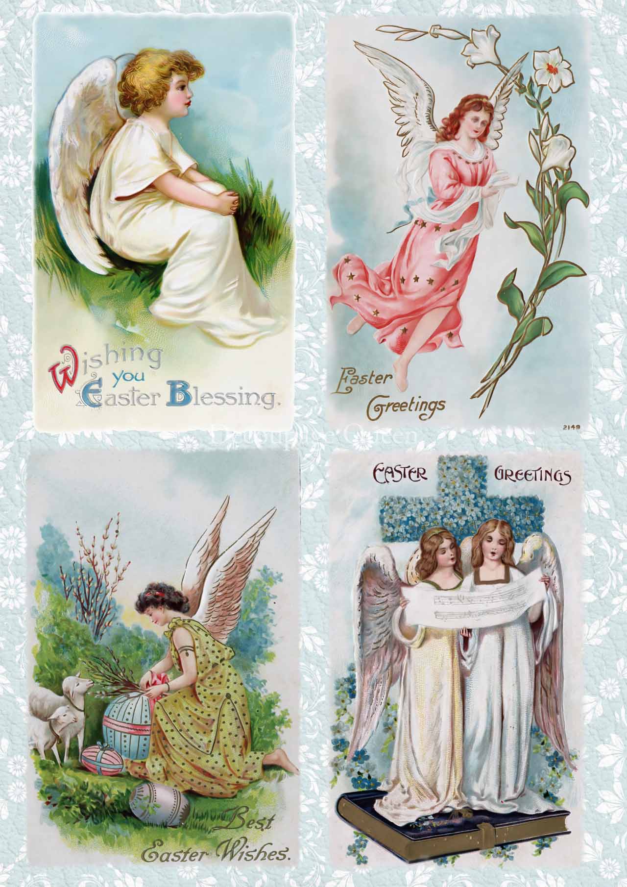 Easter Angels A4 Rice Paper Decoupage Queen