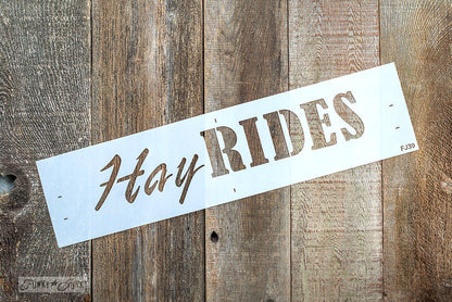 Hay Rides Stencil - Funky Junks Old Sign Stencils