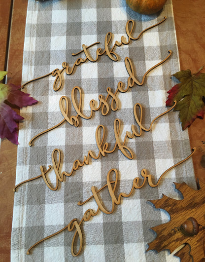 Set #1 ~  4 Thanksgiving Dinner plate words ~ Unfinished