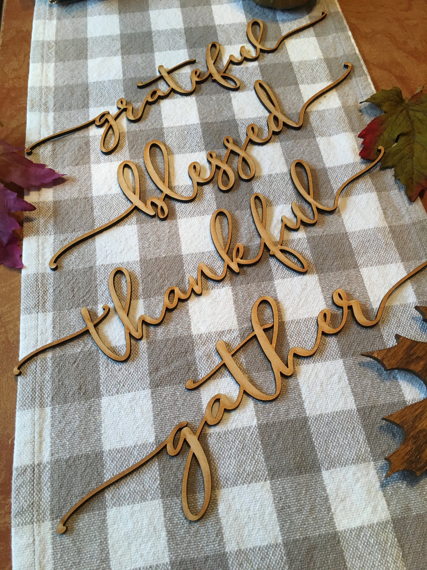 Set #1 ~  4 Thanksgiving Dinner plate words ~ Unfinished